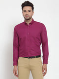 Jainish Red Men's Cotton Solid Button Down Formal Shirts ( SF 713Magenta ) - Distacart