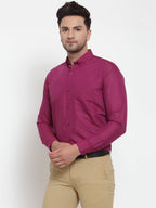 Jainish Red Men's Cotton Solid Button Down Formal Shirts ( SF 713Magenta ) - Distacart