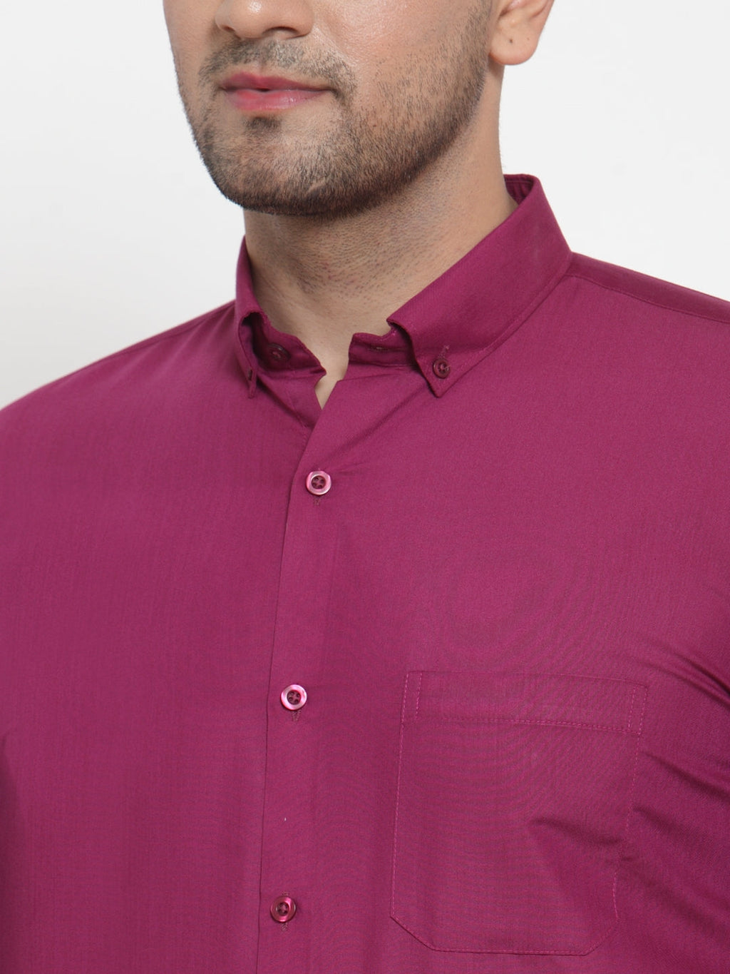 Jainish Red Men's Cotton Solid Button Down Formal Shirts ( SF 713Magenta ) - Distacart