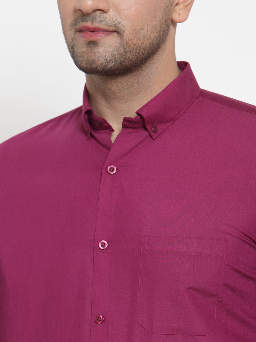 Jainish Red Men's Cotton Solid Button Down Formal Shirts ( SF 713Magenta ) - Distacart