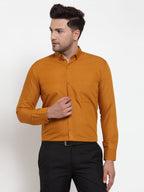 Jainish Yellow Men's Cotton Solid Button Down Formal Shirts ( SF 713Mustard ) - Distacart