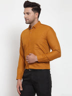 Jainish Yellow Men's Cotton Solid Button Down Formal Shirts ( SF 713Mustard ) - Distacart