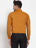 Jainish Yellow Men's Cotton Solid Button Down Formal Shirts ( SF 713Mustard ) - Distacart