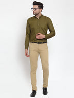 Jainish Green Men's Cotton Solid Button Down Formal Shirts ( SF 713Olive ) - Distacart