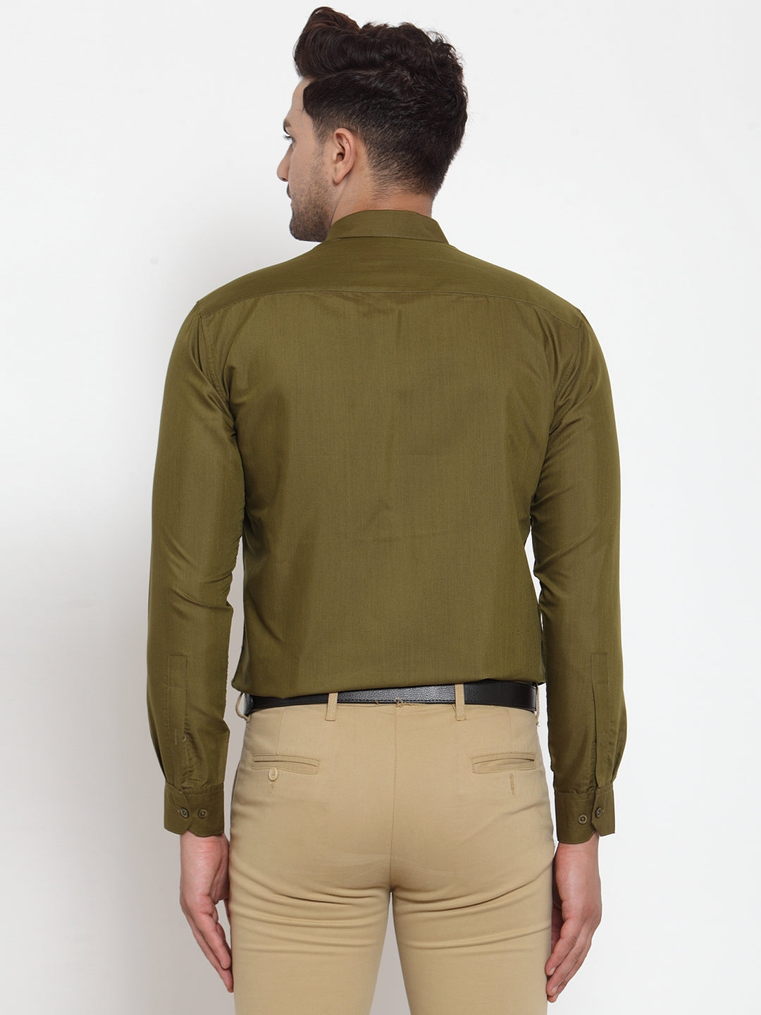 Jainish Green Men's Cotton Solid Button Down Formal Shirts ( SF 713Olive ) - Distacart