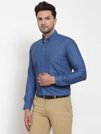 Jainish Blue Men's Cotton Solid Button Down Formal Shirts ( SF 713Peacock ) - Distacart