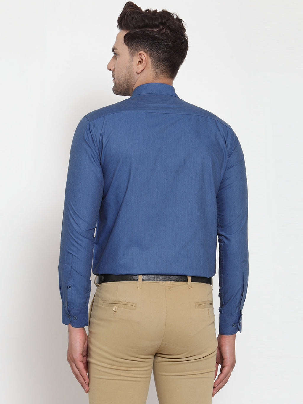 Jainish Blue Men's Cotton Solid Button Down Formal Shirts ( SF 713Peacock ) - Distacart