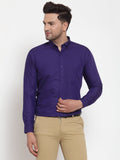 Jainish Purple Men's Cotton Solid Button Down Formal Shirts ( SF 713Purple ) - Distacart