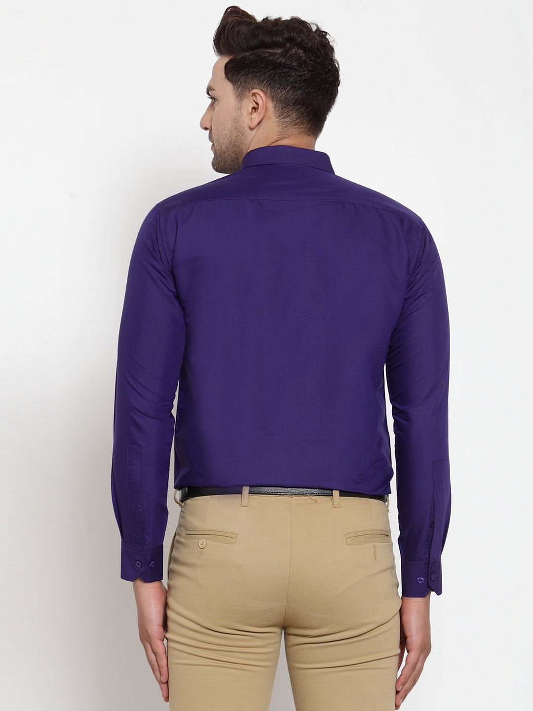 Jainish Purple Men's Cotton Solid Button Down Formal Shirts ( SF 713Purple ) - Distacart
