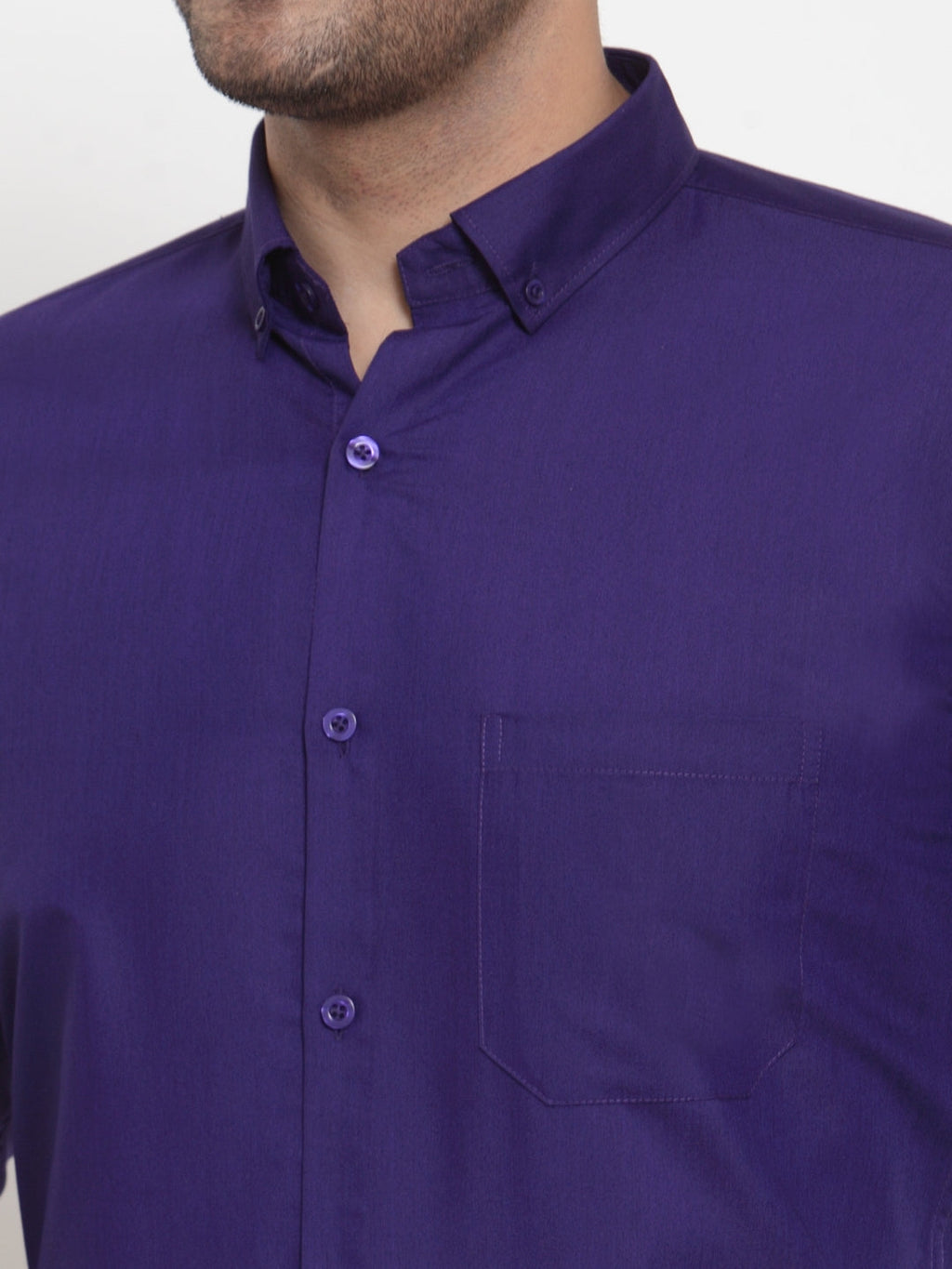 Jainish Purple Men's Cotton Solid Button Down Formal Shirts ( SF 713Purple ) - Distacart
