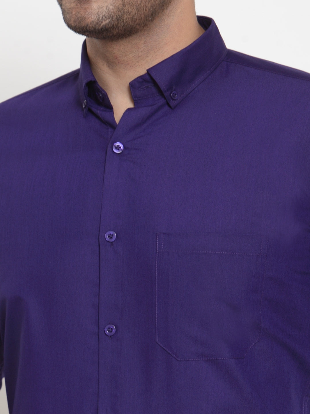 Jainish Purple Men's Cotton Solid Button Down Formal Shirts ( SF 713Purple ) - Distacart