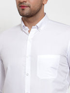 Jainish White Men's Cotton Solid Button Down Formal Shirts ( SF 713White ) - Distacart