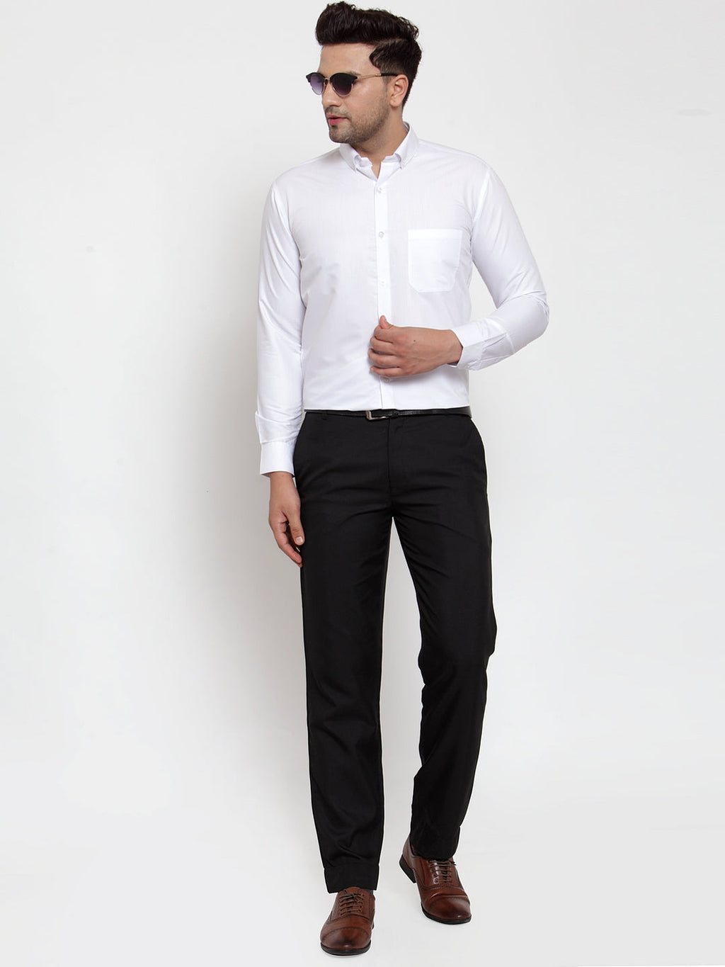 Jainish White Men's Cotton Solid Button Down Formal Shirts ( SF 713White ) - Distacart