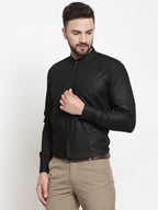 Jainish Black Men's Cotton Solid Mandarin Collar Formal Shirts ( SF 726Black ) - Distacart