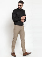 Jainish Black Men's Cotton Solid Mandarin Collar Formal Shirts ( SF 726Black ) - Distacart
