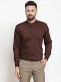 Jainish Brown Men's Cotton Solid Mandarin Collar Formal Shirts ( SF 726Coffee ) - Distacart