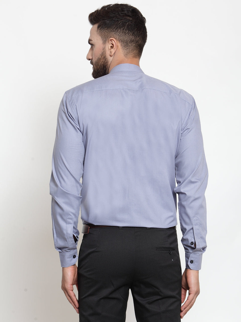 Jainish Grey Men's Cotton Solid Mandarin Collar Formal Shirts ( SF 726Light-Grey ) - Distacart