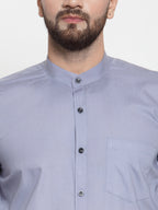 Jainish Grey Men's Cotton Solid Mandarin Collar Formal Shirts ( SF 726Light-Grey ) - Distacart