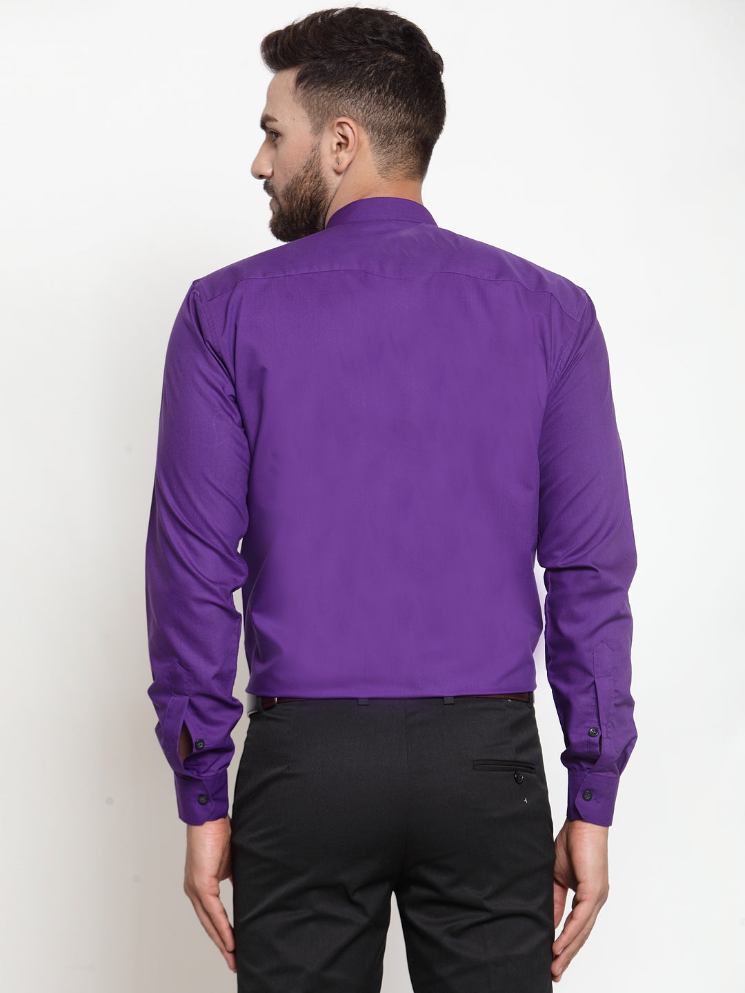 Jainish Purple Men's Cotton Solid Mandarin Collar Formal Shirts ( SF 726Purple ) - Distacart