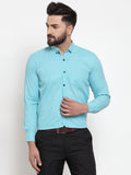 Jainish Green Men's Cotton Solid Button Down Formal Shirts ( SF 734Aqua ) - Distacart