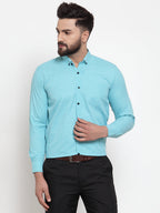 Jainish Green Men's Cotton Solid Button Down Formal Shirts ( SF 734Aqua ) - Distacart