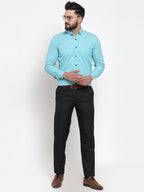 Jainish Green Men's Cotton Solid Button Down Formal Shirts ( SF 734Aqua ) - Distacart