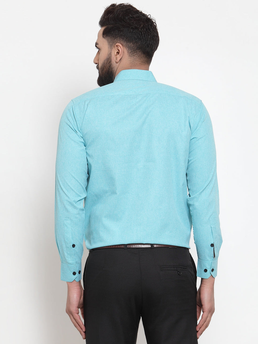 Jainish Green Men's Cotton Solid Button Down Formal Shirts ( SF 734Aqua ) - Distacart