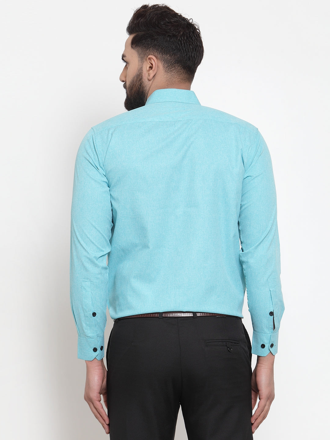 Jainish Green Men's Cotton Solid Button Down Formal Shirts ( SF 734Aqua ) - Distacart