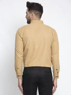 Jainish Beige Men's Cotton Solid Button Down Formal Shirts ( SF 734Beige ) - Distacart