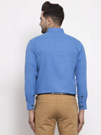 Jainish Blue Men's Cotton Solid Button Down Formal Shirts ( SF 734Blue ) - Distacart