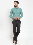 Jainish Green Men's Cotton Solid Button Down Formal Shirts ( SF 734Green ) - Distacart