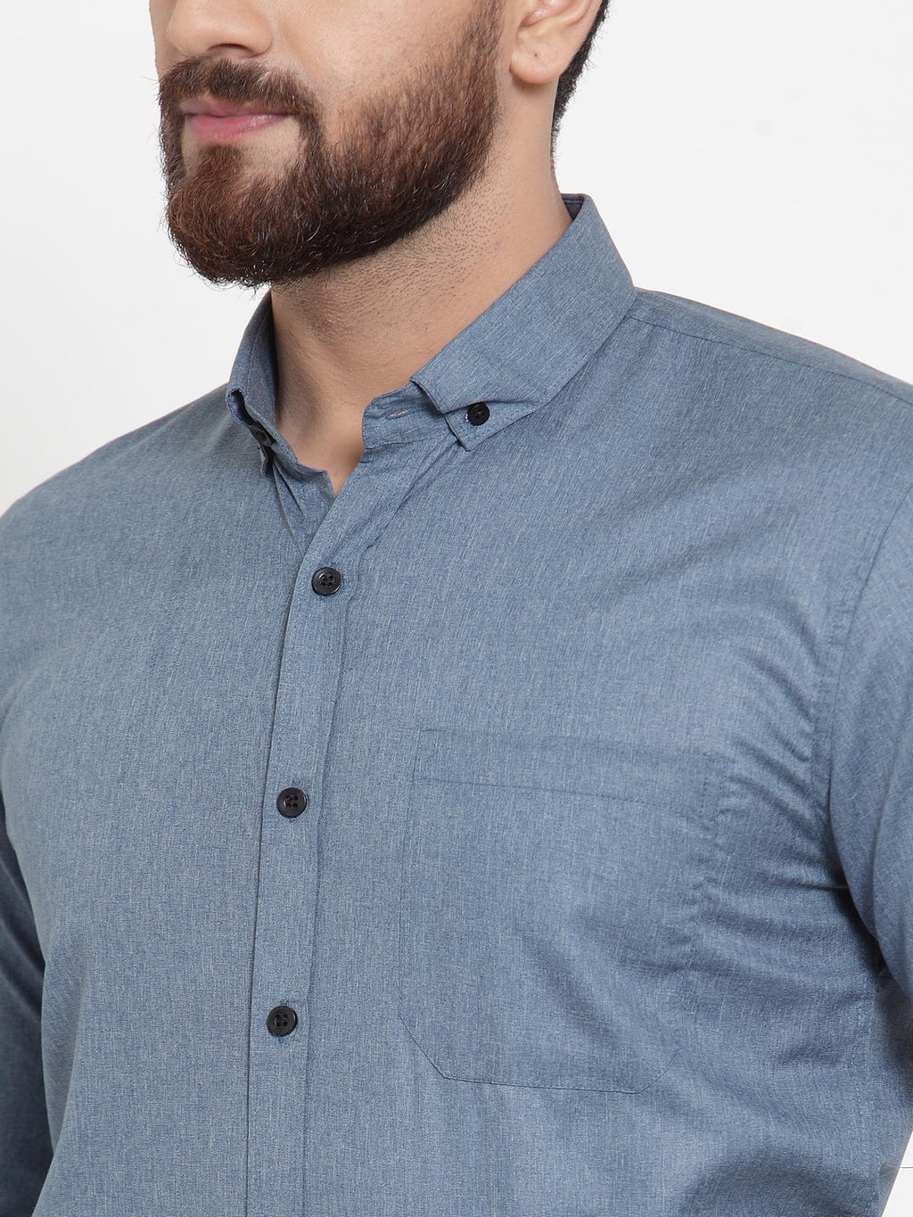 Jainish Grey Men's Cotton Solid Button Down Formal Shirts ( SF 734Grey ) - Distacart