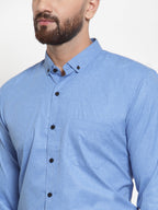 Jainish Blue Men's Cotton Solid Button Down Formal Shirts ( SF 734Light-Blue ) - Distacart