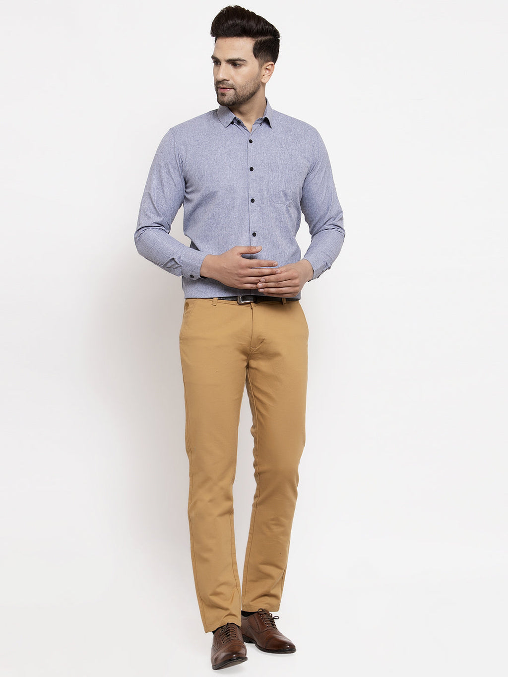 Jainish Grey Men's Cotton Solid Button Down Formal Shirts ( SF 734Light-Grey ) - Distacart