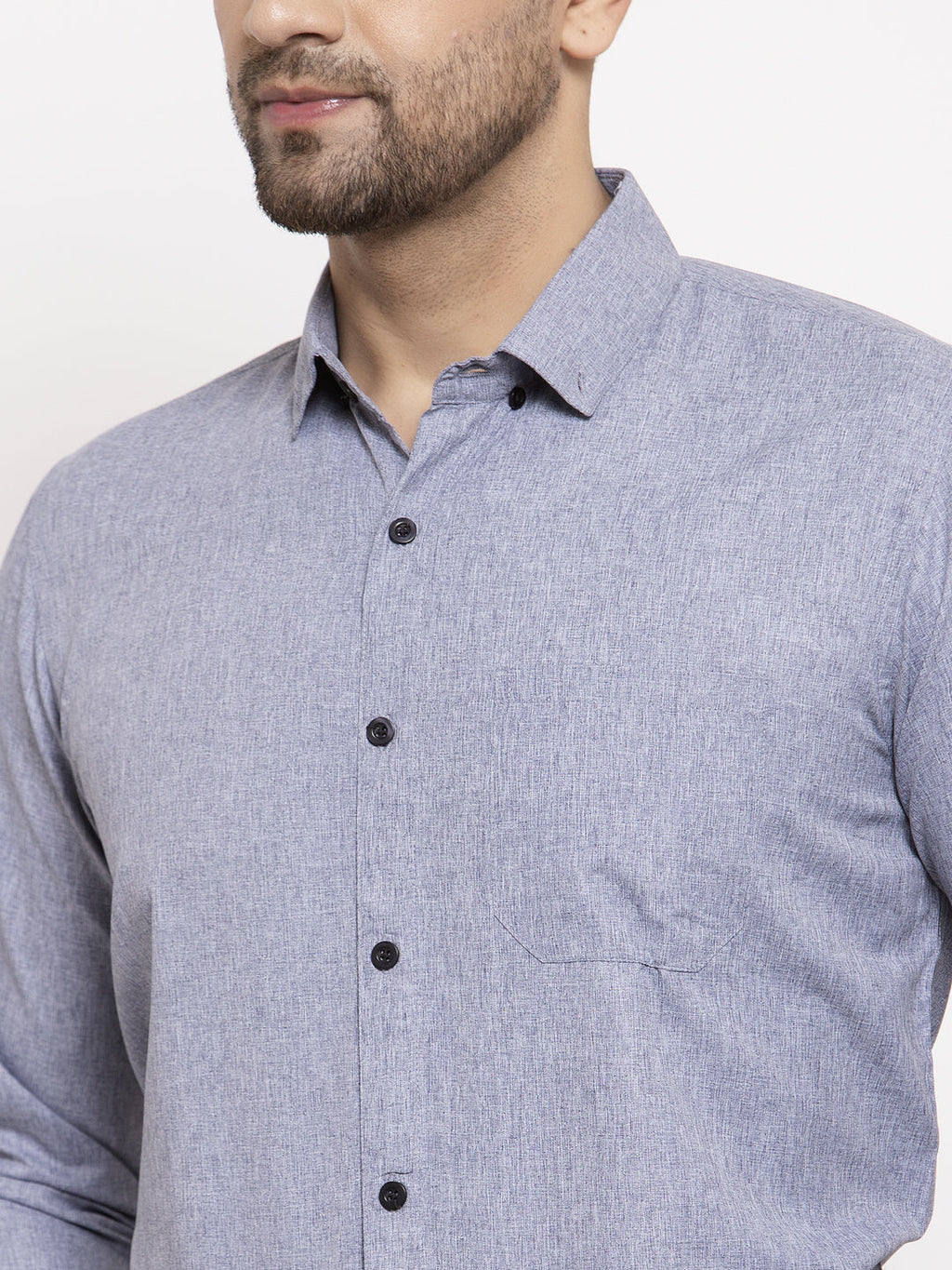 Jainish Grey Men's Cotton Solid Button Down Formal Shirts ( SF 734Light-Grey ) - Distacart