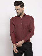 Jainish Maroon Men's Cotton Solid Button Down Formal Shirts ( SF 734Maroon ) - Distacart