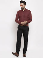 Jainish Maroon Men's Cotton Solid Button Down Formal Shirts ( SF 734Maroon ) - Distacart