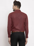 Jainish Maroon Men's Cotton Solid Button Down Formal Shirts ( SF 734Maroon ) - Distacart