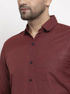 Jainish Maroon Men's Cotton Solid Button Down Formal Shirts ( SF 734Maroon ) - Distacart