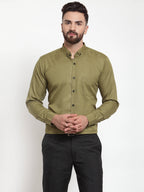 Jainish Olive Men's Cotton Solid Button Down Formal Shirts ( SF 734Olive ) - Distacart