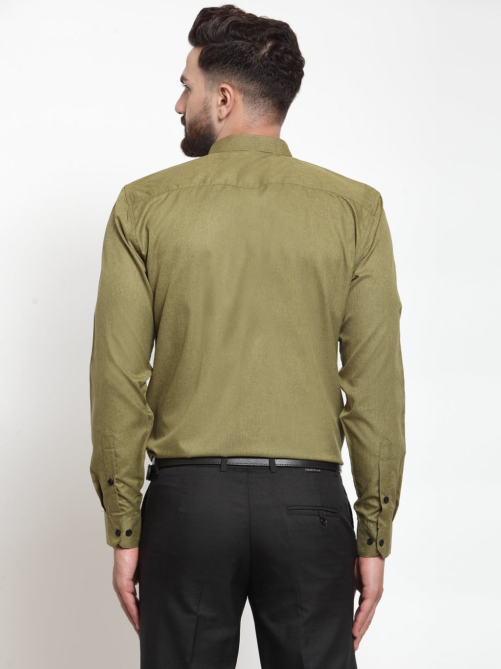 Jainish Olive Men's Cotton Solid Button Down Formal Shirts ( SF 734Olive ) - Distacart