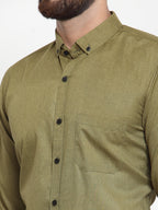 Jainish Olive Men's Cotton Solid Button Down Formal Shirts ( SF 734Olive ) - Distacart