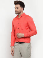 Jainish Orange Men's Cotton Solid Button Down Formal Shirts ( SF 734Orange ) - Distacart
