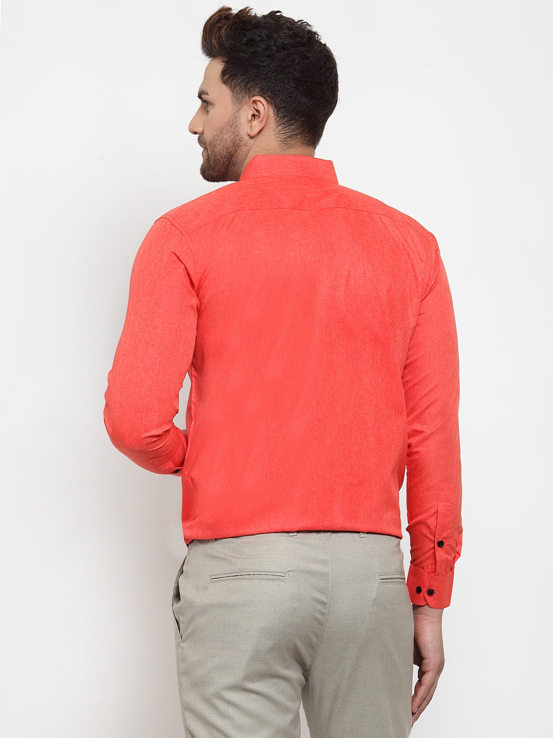 Jainish Orange Men's Cotton Solid Button Down Formal Shirts ( SF 734Orange ) - Distacart