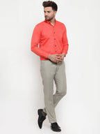 Jainish Orange Men's Cotton Solid Button Down Formal Shirts ( SF 734Orange ) - Distacart