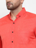 Jainish Orange Men's Cotton Solid Button Down Formal Shirts ( SF 734Orange ) - Distacart