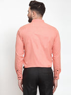 Jainish Peach Men's Cotton Solid Button Down Formal Shirts ( SF 734Peach ) - Distacart