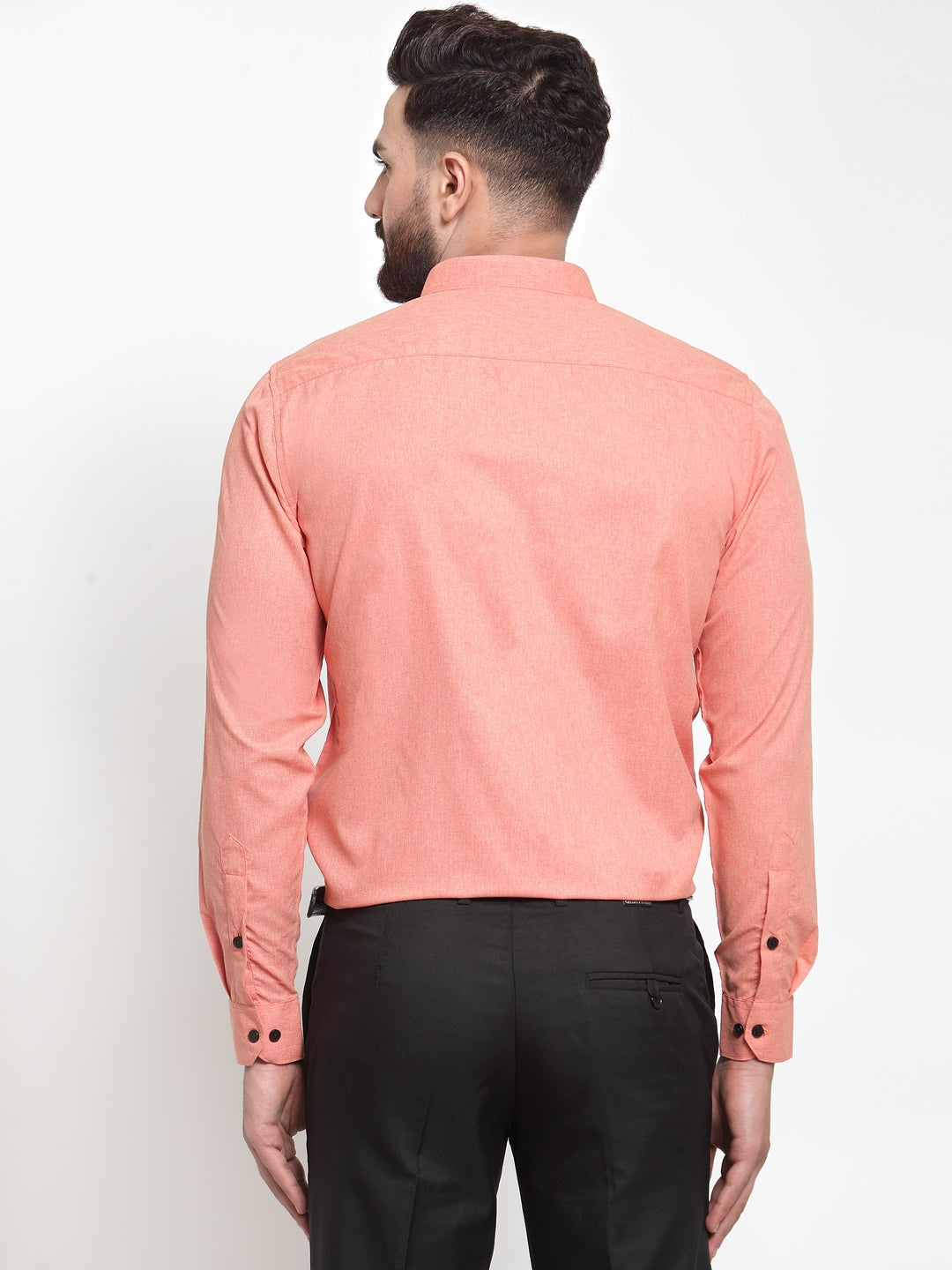 Jainish Peach Men's Cotton Solid Button Down Formal Shirts ( SF 734Peach ) - Distacart
