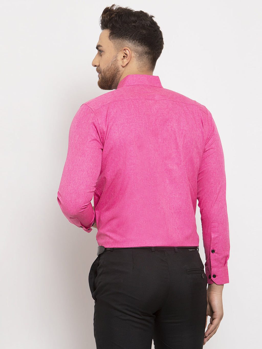 Jainish Pink Men's Cotton Solid Button Down Formal Shirts ( SF 734Pink ) - Distacart