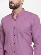 Jainish Purple Men's Cotton Solid Button Down Formal Shirts ( SF 734Purple ) - Distacart